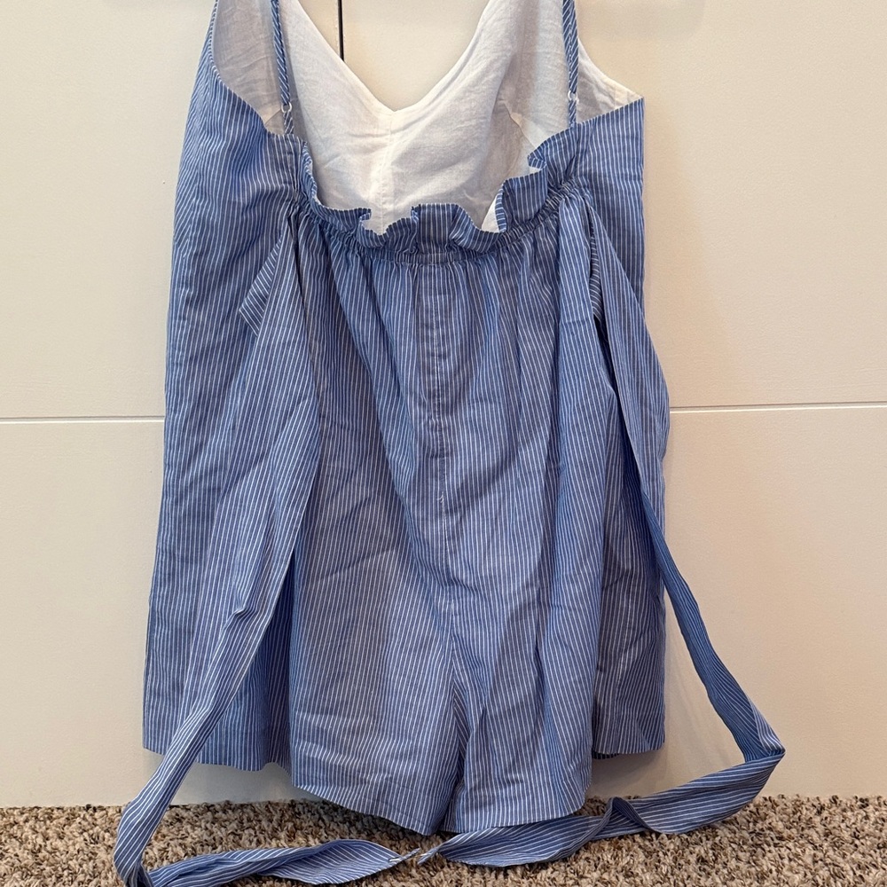 Club Monaco White and Blue Striped Romper - Picture 3 of 3